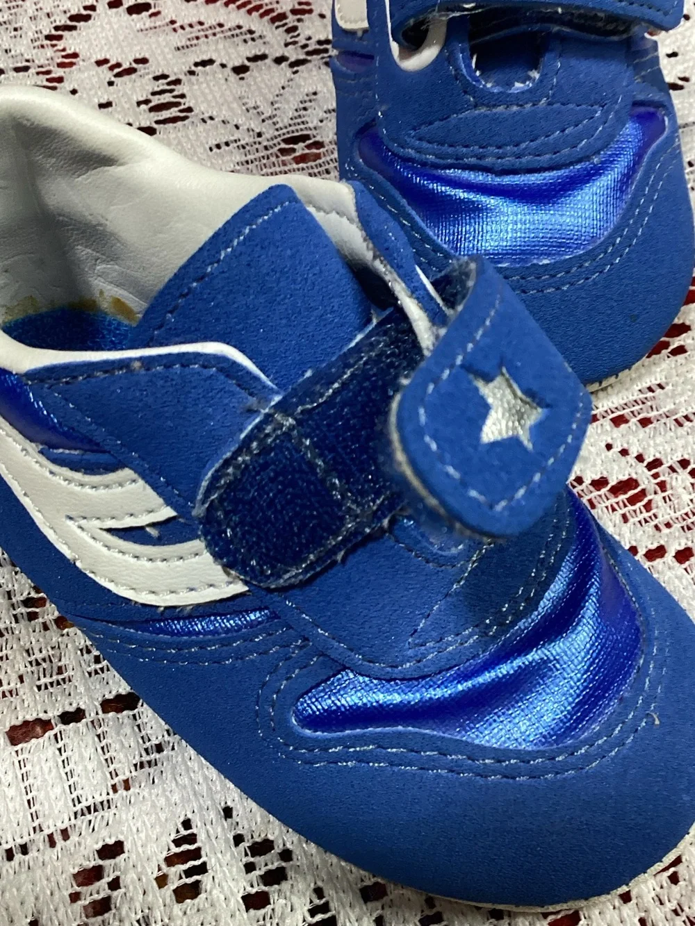 Vintage Dyna Kids Baby Shoes Bright Blue & White Size 1